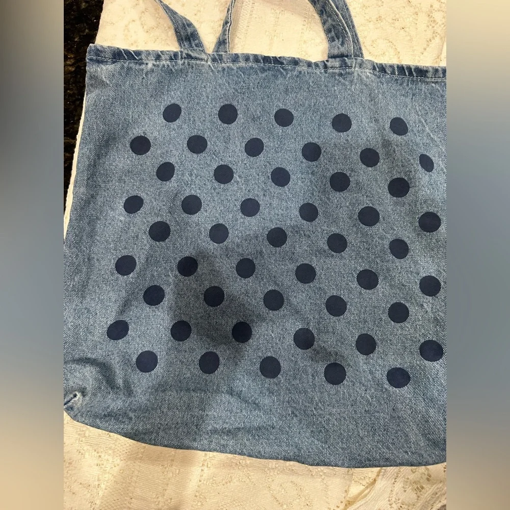 Madewell Denim Blue Polka Dot Tote - Picture 3 of 3